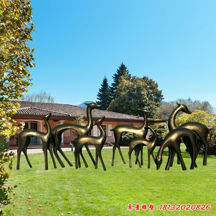 抽象群鹿铜雕