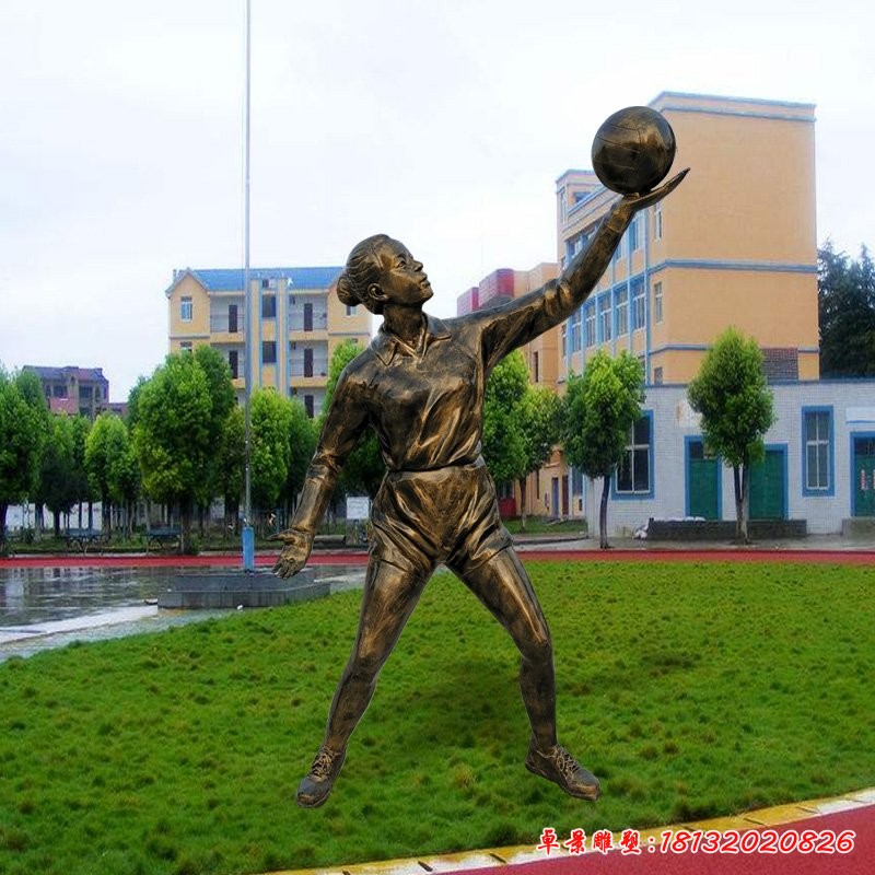 校园打排球人物铜雕