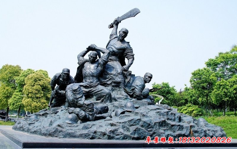 冲锋上阵红军铜雕