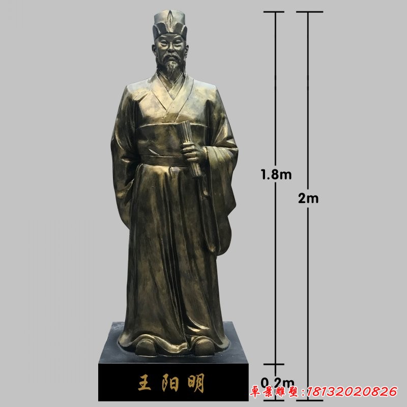 古代名人王阳明铜雕