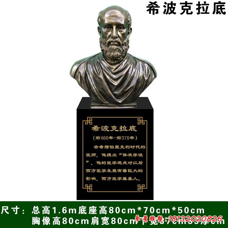 西方医学家希波克拉胸像铜雕