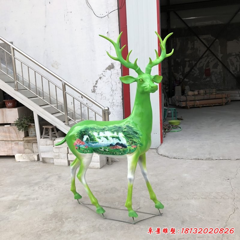 玻璃钢彩绘小鹿雕塑