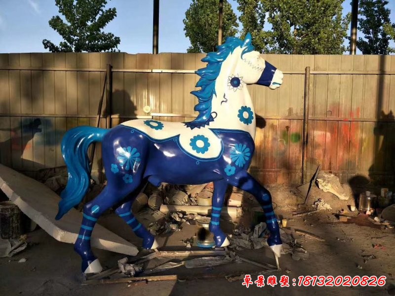 玻璃钢动物彩绘马雕塑