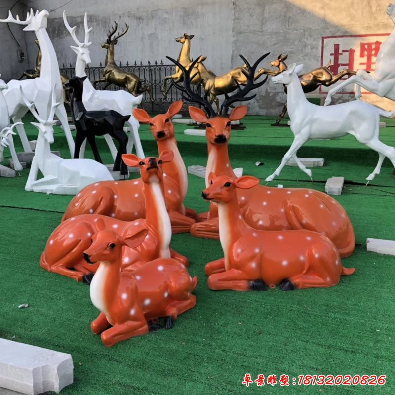 玻璃钢仿真动物雕塑梅花鹿