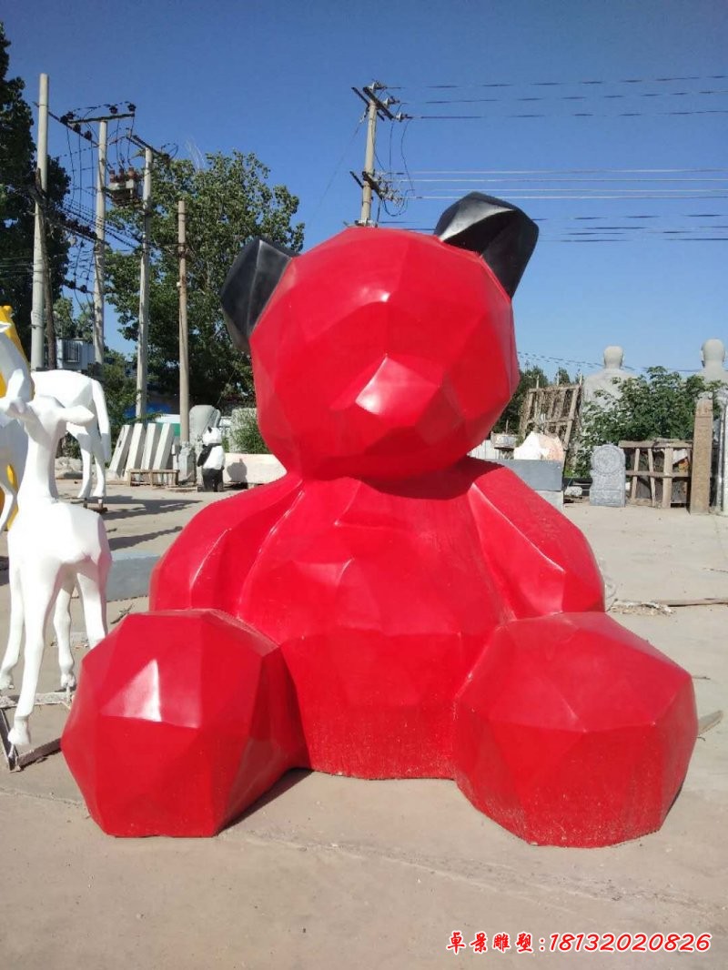 玻璃钢彩色几何熊雕塑