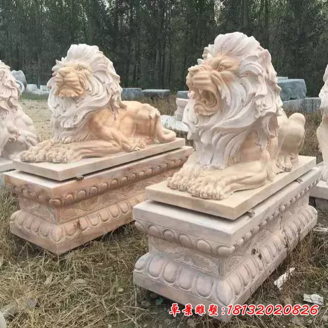 晚霞红欧式狮子雕塑