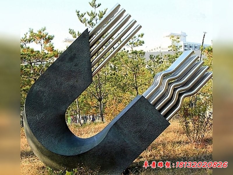 不锈钢抽象磁铁雕塑