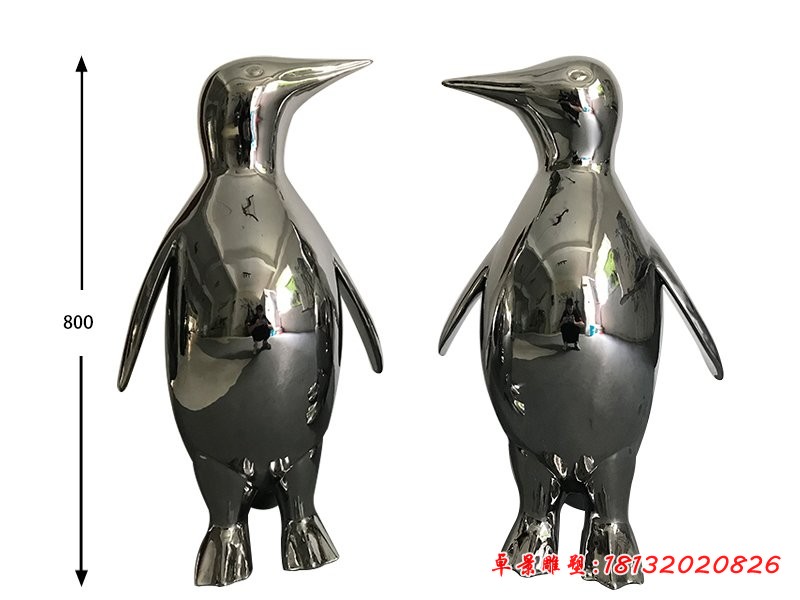 镜面不锈钢抽象企鹅雕塑