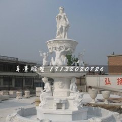 汉白玉喷泉雕塑，人物喷泉石雕