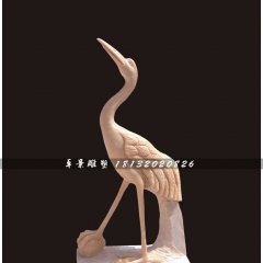 仙鹤石雕，晚霞红仙鹤雕塑，公园动物雕塑