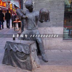 变魔术人物铜雕，步行街小品雕塑