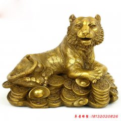 卧着的老虎铜雕，广场动物铜雕