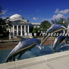 不锈钢海豚雕塑，不锈钢动物雕塑