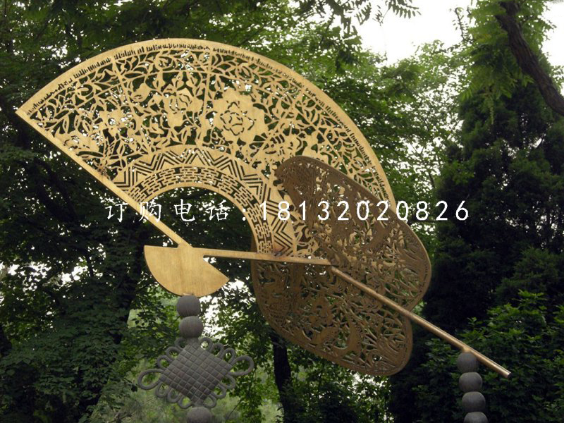 不锈钢扇子雕塑,公园景观不锈钢雕塑