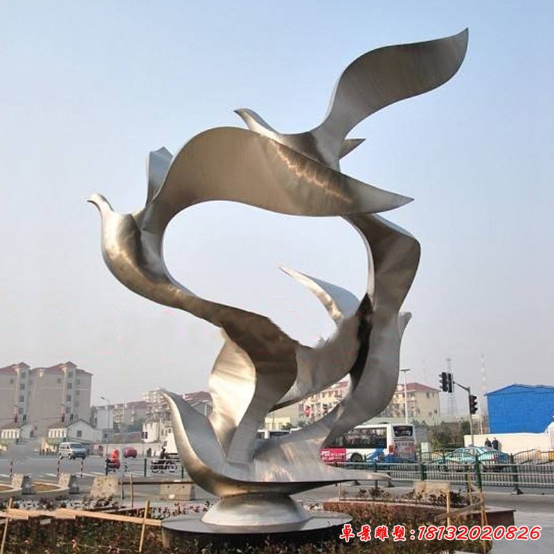 不锈钢抽象和平鸽雕塑