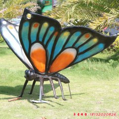 玻璃钢蝴蝶雕塑，彩绘蝴蝶雕塑