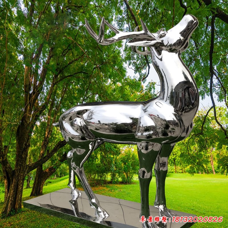 不锈钢公园梅花鹿雕塑