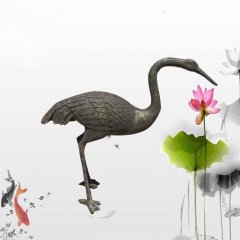 玻璃钢丹顶鹤，仿铜动物雕塑