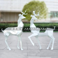 抽象动物雕塑，玻璃钢小鹿摆件