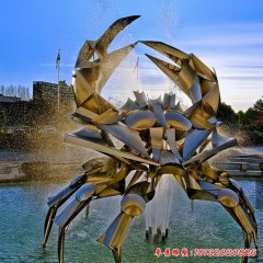 广场不锈钢抽象螃蟹雕塑