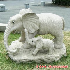 公园母子大象石雕