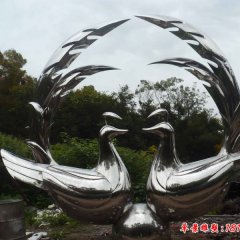 不锈钢公园抽象孔雀雕塑