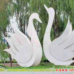 不锈钢抽象天鹅公园动物雕塑