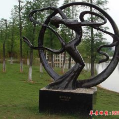 公园春江花月夜抽象跳舞人物铜雕