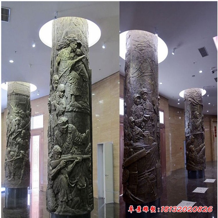 博物馆文化柱铜雕