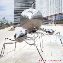 不锈钢蚂蚁苹果雕塑