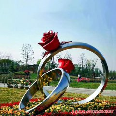 玫瑰花戒指不锈钢雕塑