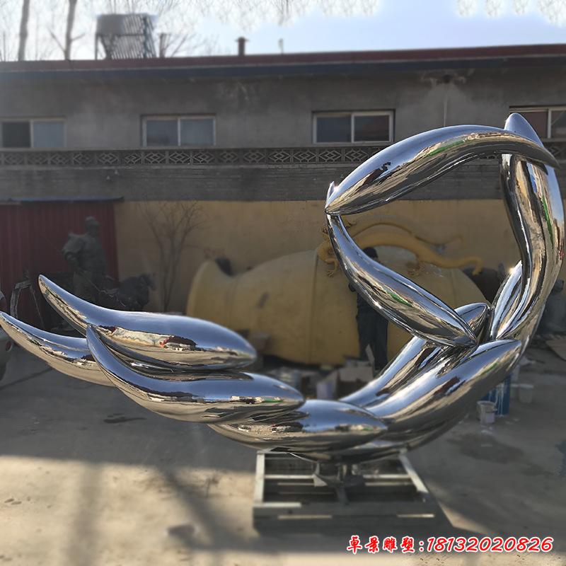 不锈钢抽象鱼群雕塑