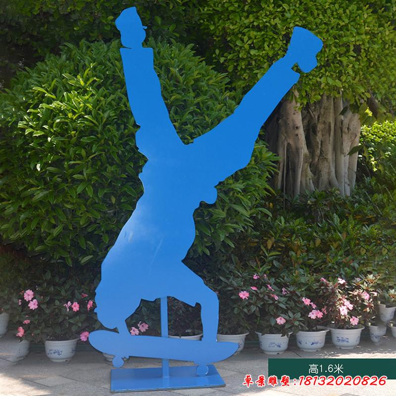 不锈钢运动滑板人物雕塑3