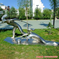 不锈钢公园冰壶人物雕塑