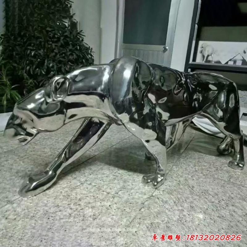 不锈钢豹子雕塑 (1)