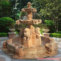 园林狮子喷泉石雕