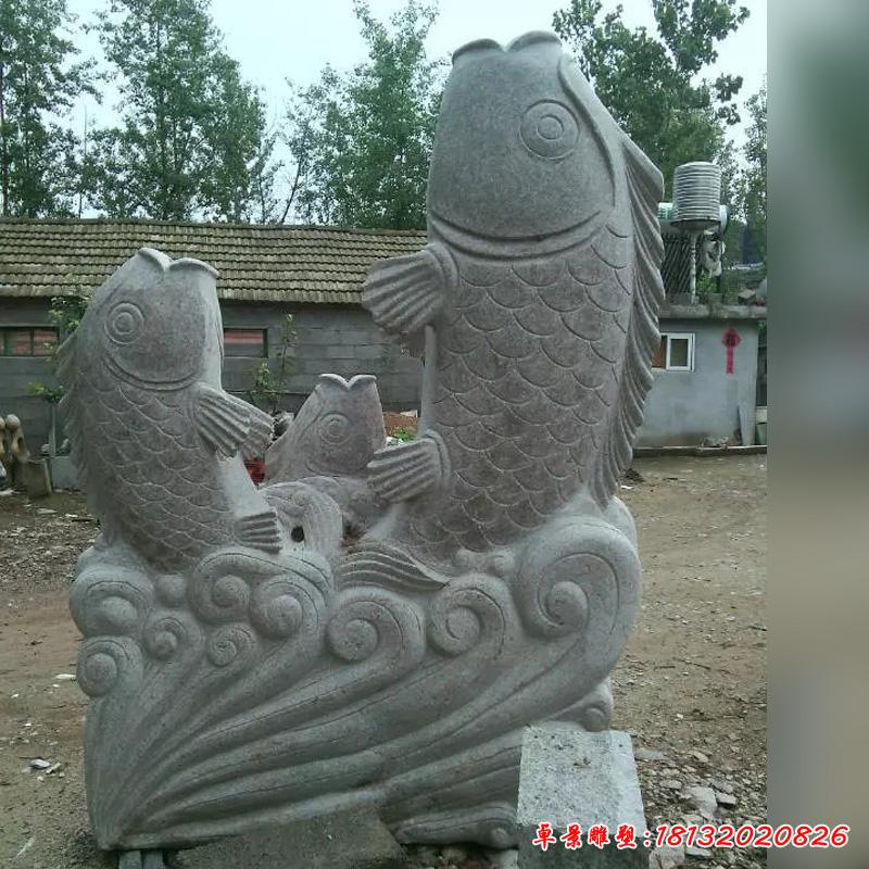 石雕鱼,公园喷泉鱼动物雕塑 (3)