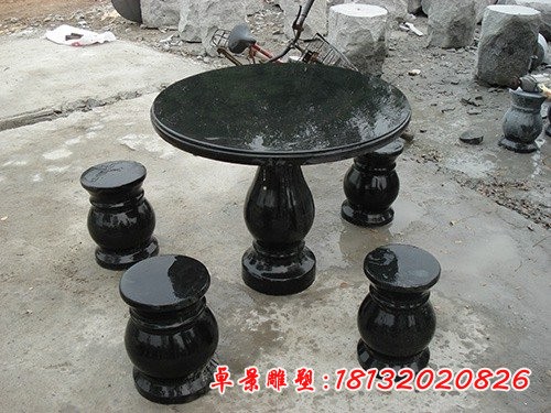 中国黑石材圆桌凳