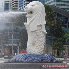 城市大型鱼尾狮石雕