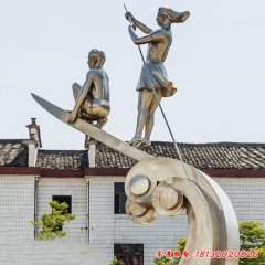 不锈钢乘风破浪学生校园雕塑