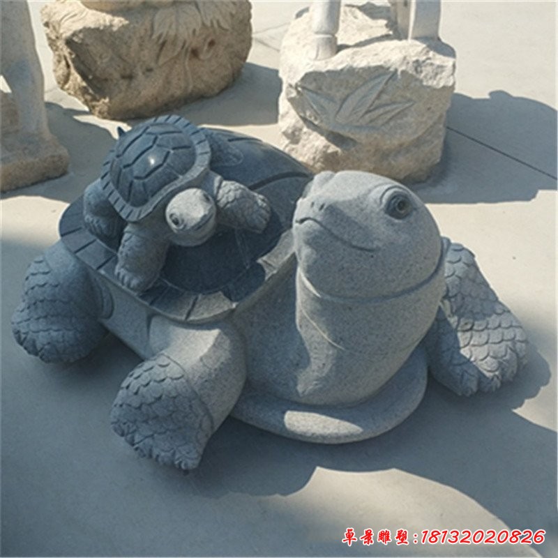 母子乌龟石雕招财动物雕塑