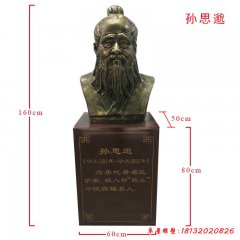 古代名医孙思邈头像铜雕