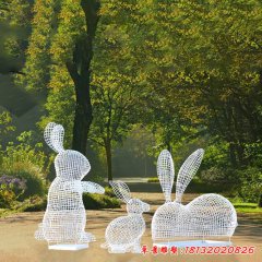 不锈钢编织兔子雕塑