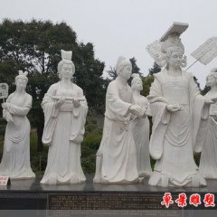 景区古代人物武则天出巡石雕