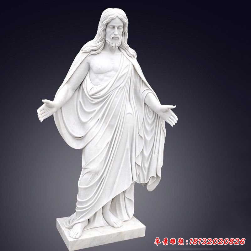 汉白玉耶稣石雕,西方宗教人物石雕