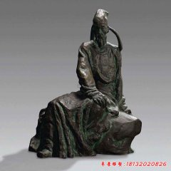 铜雕古代名人杜甫雕像