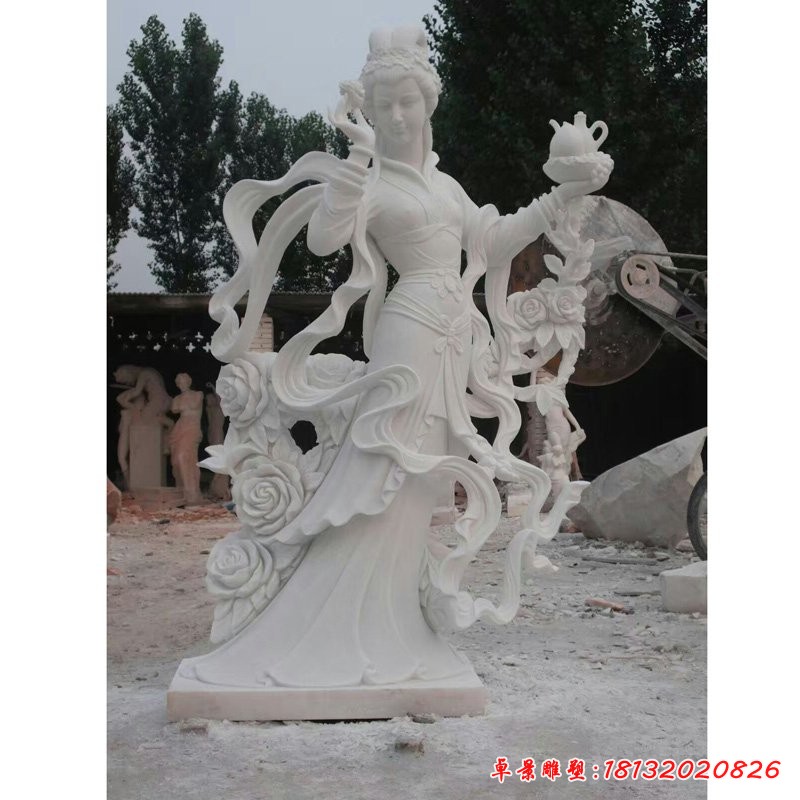 汉白玉仙女雕塑,石雕天女散花