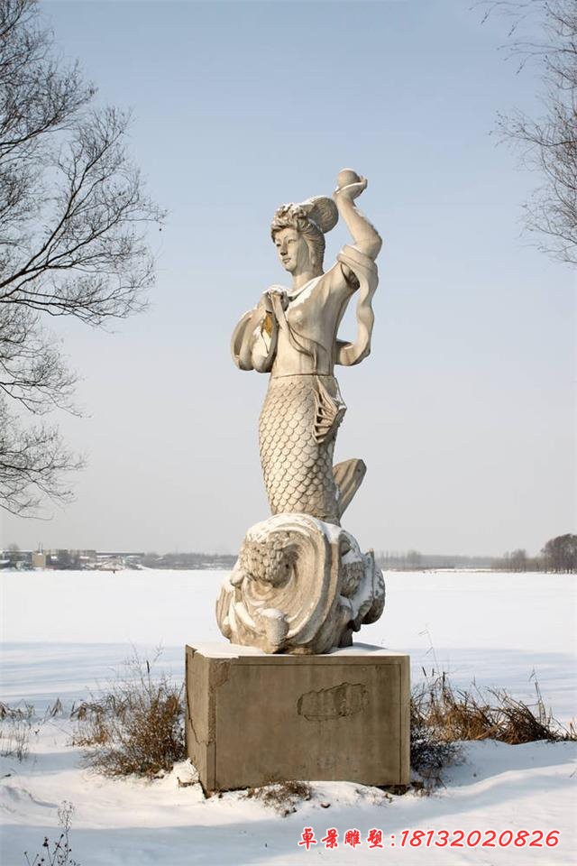 女娲石雕，古代神话人物雕塑