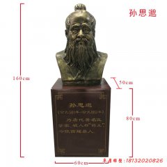 医院古代名医孙思邈头像铜雕