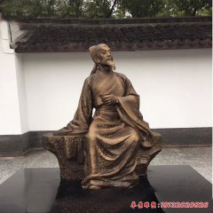 景区古代诗人李白铜雕像